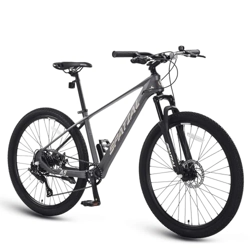 Offerta a tempo: SPATIAL Mountain Bike, bici da ciclismo da esterno da 24/26/27,5/29 pollici, 21/8 velocità | Doppi freni a disco, sedile ergonomico regolabile per uomini, donne (grigio, 27.5 Pollici) - 0.00% da 299.99 € a 299.99 €