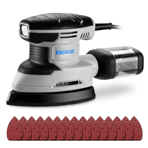 Offerta a tempo: Levigatrice di Precisione per Legno: DEKOPRO 180W Multifunzione Levigatrice Mouse Elettrica 13000 RPM, 15PCS Carte Abrasive - per Levigare, Lucidare e Rimuovere in Falegnameria e DIY Blu-grigio - 37% da 39.99 € a 25.08 €