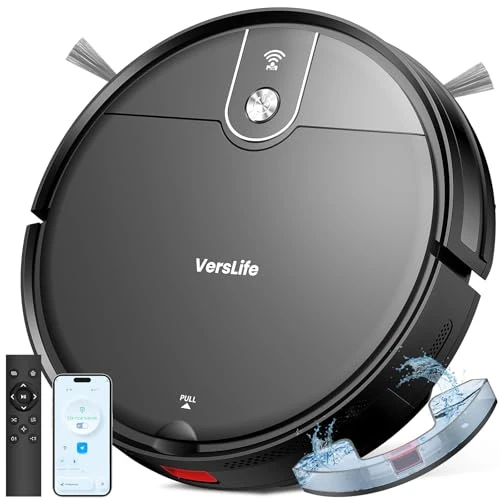 Offerta a tempo: VersLife L6 Robot Aspirapolvere e Lavapavimenti 2 in 1, Autonomia 120 Minuti, 4000Pa, Controllo con App, Telecomando e Alexa, Silenzioso, Auto-ricarica, per Pavimenti Duri, Tappeti e Peli di Animali - 22% da 139.00 € a 108.98 €