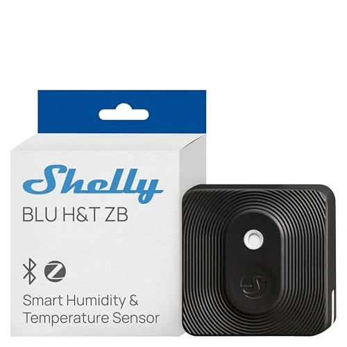 Offerta a tempo: Shelly BLU H&T ZB Nero - Sensore Smart Temperatura e Umidità, Bluetooth & Zigbee, IP54, Lunga Durata Batteria, Dati Criptati, Monitoraggio Clima, Automazione HVAC, Ultracompatto, Gateway Richiesto - 9% da 25.30 € a 23.06 €