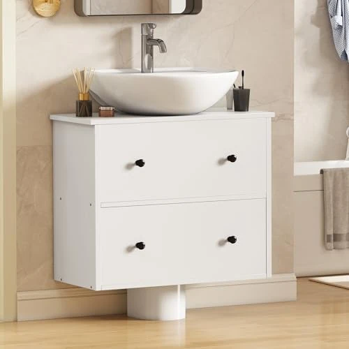 Offerta a tempo: YITAHOME Armadietto da bagno sotto il lavandino, da parete sotto il lavandino, contenitore per bagno con 2 cassetti, armadietto per carta igienica, mobile da toeletta, 60 x 30 x 50 cm, per bagno - 0.00% da 25.99 € a 25.99 €