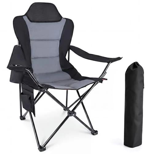 Offerta a tempo: YEAUPE PRO sedia da campeggio pieghevole imbottita, portata fino a 150 kg | con schienale alto | con portabicchieri e tasca laterale, sedia da pesca, per campeggio e festival - 9% da 32.99 € a 29.99 €