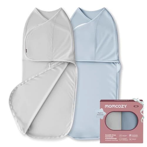Offerta a tempo: momcozy Swaddle Neonato 0-3 Mesi Sacco Nanna Bambù 2 Pezzi Grigio Blu - 20% da 32.99 € a 26.39 €