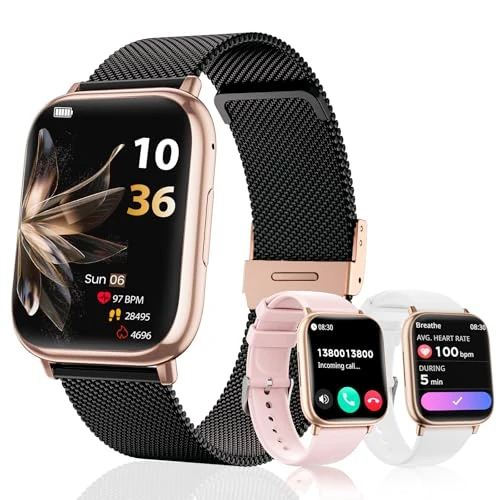 Offerta a tempo: Smartwatch Donna, 1.83" Fitness Orologio con Effettua/Risposta Chiamate, con SpO2, 24H Cardiofrequenzimetro, Sonno, Ciclo Mestruale, Contapassi, 100+ Modalità Sportive, per iOS Android (Schwarz Gold) - 40% da 49.99 € a 29.99 €