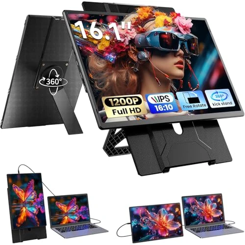 Offerta a tempo: Blackview 16" Monitor Portatile FHD 1200P, Schermo Aggiuntivo Ultrasottile per Portatile con Supporto Magnetico 360°, per Viaggio, Studio e Smart Working, Windows/Mac/PS5 - 0.00% da 229.99 € a 229.99 €