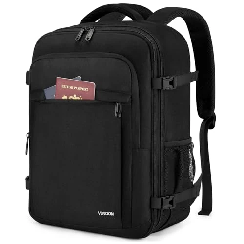Offerta a tempo: VSNOON Zaino da Viaggio, Estendibile Zaino Ryanair 40x30x20 24L a 30L con Tasca Umida, Impermeabile Bagaglio a Mano 40x30x20, Zaino Ryanair per PC Portatile 15" per ITA Airways Ryanair & EasyJet, Nero - 7% da 29.99 € a 27.99 €