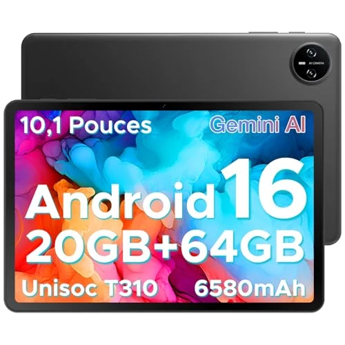 DOOGEE Tab A9 Android 16 Tablet 10 Zoll, 20 GB RAM + 64 GB ROM (TF 2 TB), 6580 mAh Akku, 5G WiFi, 1280 x 800 IPS, BT5.0, 5 MP + 8 MP, Tablet im Angebot Gaming Unisoc T310 Quad Core/OTG/Face Unlock