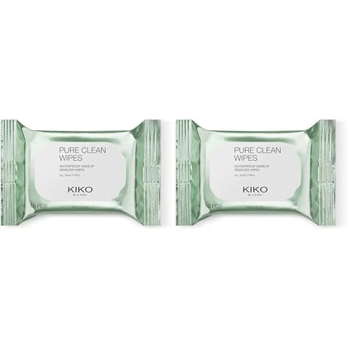 KIKO Milano Pure Clean Wipes Mini, Toallitas Desmaquillantes Para El Rostro, El Contorno De Los Ojos Y Los Labios En Formato Mini (Paquete de 2)