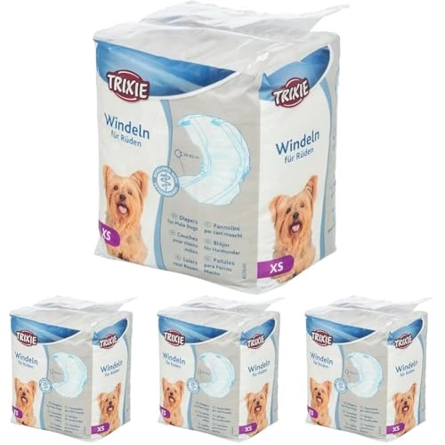 Offerta a tempo: TRIXIE Pannolini per Cani Maschi, Taglia XS, Circonferenza Vita 20-42 cm, 12 Pezzi, Igiene per Incontinenza, Fascia Elastica e Chiusure Adesive, Imbottitura in Pile Sssorbente, 23640 (Confezione da 4) - 24% da 14.76 € a 11.16 €