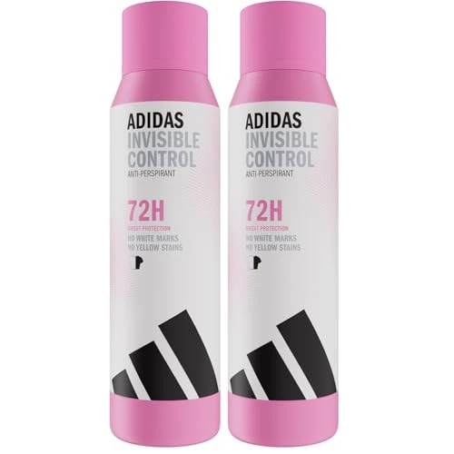 Offerta a tempo: adidas, Invisible Control Deodorante Spray Antitraspirante Donna, Profumo Fresco, 72 Ore di Protezione dal Sudore, Delicato sulla Pelle, Formula Vegana, 150 ml (Confezione da 2) - 49% da 7.78 € a 3.96 €