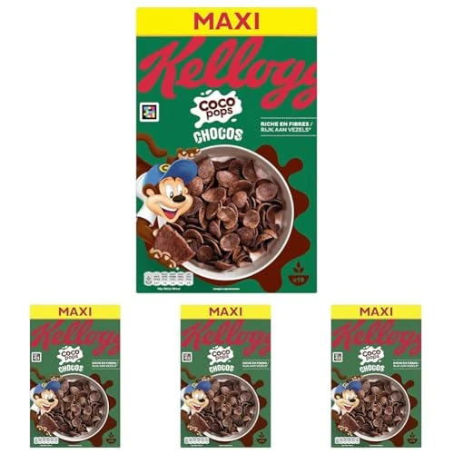 Kellogg's Coco Pops | Barchette al Cioccolato | con Frumento Tostato e Cioccolato | Confezione Singola da 580g (1 x 580g) (Confezione da 4)