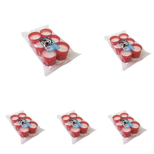 Cereria di Giorgio Liturgico Lumino Votivo, Cera di paraffina, Rosso, 4.8 cm, 6 unità (Confezione da 5)