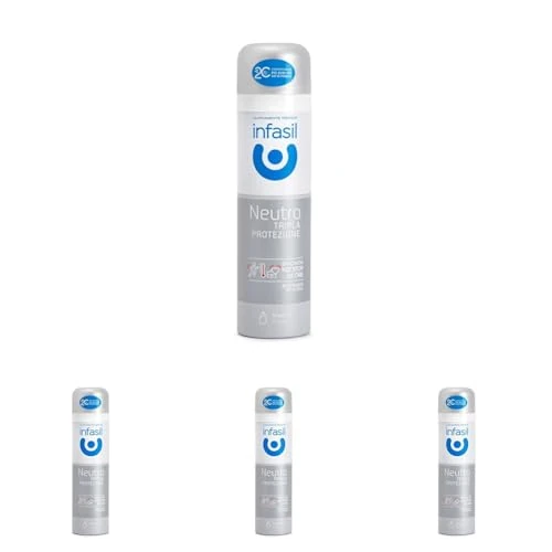 Infasil Deodorante Spray Neutro Tripla Protezione, Contro Sudore e cattivi odori, Efficace Fino a 24H, Deodorante Senza Alcool, con Molecola 2C, 150 ml (Confezione da 4)