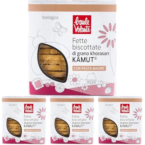 Baule Volante Fette Biscottate Kamut Biologiche - Consistenza Leggera e Croccante - Prodotte con Grano Antico Kamut - 300 g (Confezione da 4)
