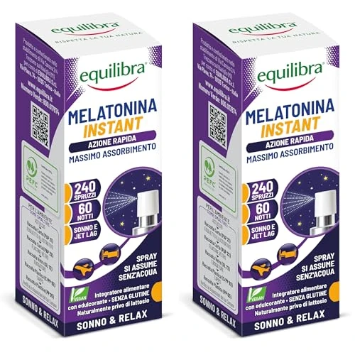 Equilibra Melatonina Liposomiale Spray, Integratore ad Assorbimento Rapido, 240 Spruzzi, 60 Notti, Vegan, per Ridurre il Tempo Richiesto per Prendere Sonno, per il Jet-Lag, Senza Glutine e Lattosio
