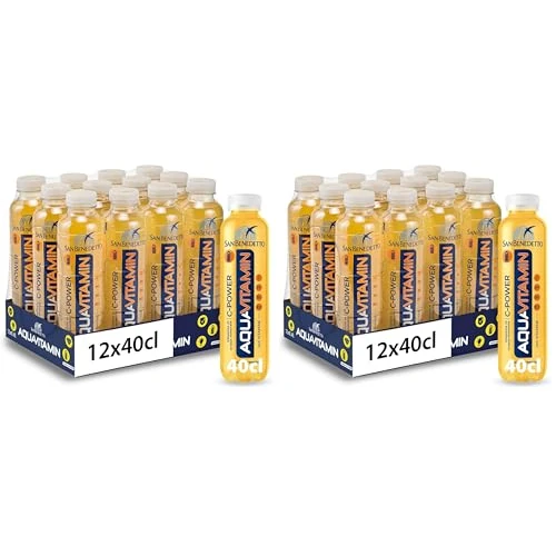 San Benedetto Aquavitamin C-POWER Gusto Arancia, Bevanda con alto contenuto di Vitamina C, Vitamine in Acqua Minerale, 12x400ml (Confezione da 2)