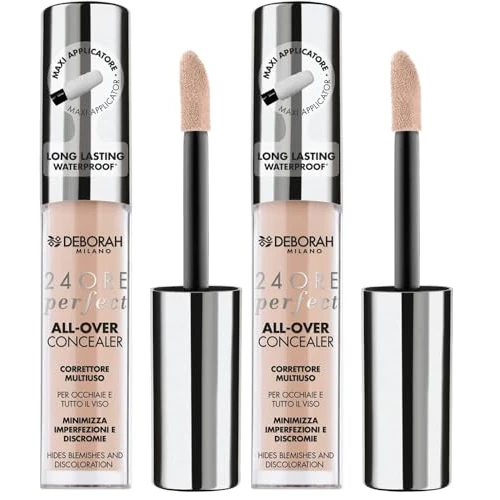 Offerta a tempo: Deborah Milano - Correttore Fluido 24 Ore Perfect All-Over con Acido Ialuronico, 01 Fair, Lunga Tenuta Waterproof, Effetto Alta Coprenza e Idratante, Minimizza Occhiaie e Discromie del Viso, 5.5 gr - 51% da 26.34 € a 13.00 €