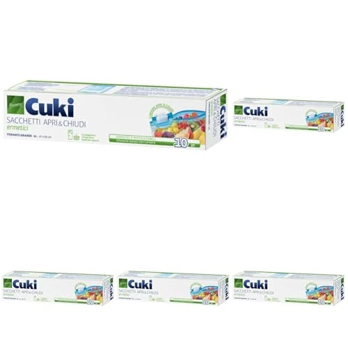 Offerta a tempo: Cuki Sacchetti Apri e Chiudi Ermetici Grandi, 3L, 10 Pezzi (Confezione da 5) - 34% da 10.90 € a 7.15 €