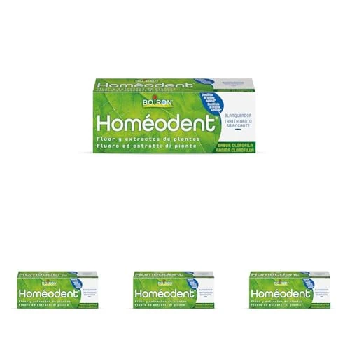 Offerta a tempo: Homéodent - Dentifricio Trattamento Completo Denti e Gengive, Aroma Clorofilla con Estratti Vegetali, Riduce la Placca, Ingredienti di Origine Naturale - Tubo da 75 ml (Confezione da 4) - 49% da 31.60 € a 15.96 €