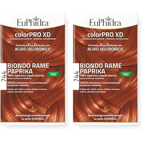 Euphidra - Euphidra ColorPro XD Tinta per Capelli Colore 744 Biondo Rame Paprika - 944025422 (Confezione da 2)