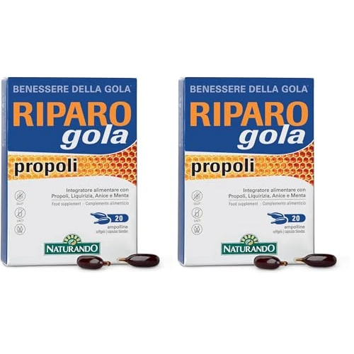 NATURANDO RIPARO GOLA PROPOLI 20 AMPOLLINE Effetto lenitivo gola e faringe (Confezione da 2)