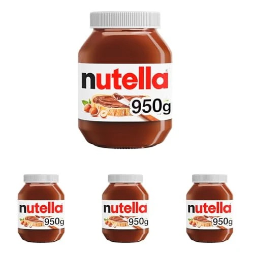 Nutella - Crema Spalmabile alle Nocciole e Cacao, Senza Glutine, Conservanti e Grassi Idrogenati, Ottimale a Colazione, Vasetto da 950 gr (Confezione da 4)