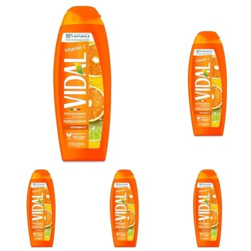 Offerta a tempo: Vidal - Docciaschiuma Vitamina C, Formula Energizzante, Fragranza di Arancia e Lime, Dermatologicamente Testato, 250ml (Confezione da 5) - 0% da 7.45 € a 7.45 €
