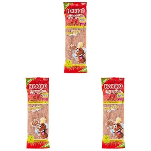 Haribo Spaghetti Cola, Caramelle Gommose Frizzanti, Gusto Cola, Ideali per Feste e Dolci Momenti di Relax - 200gr (Confezione da 3)
