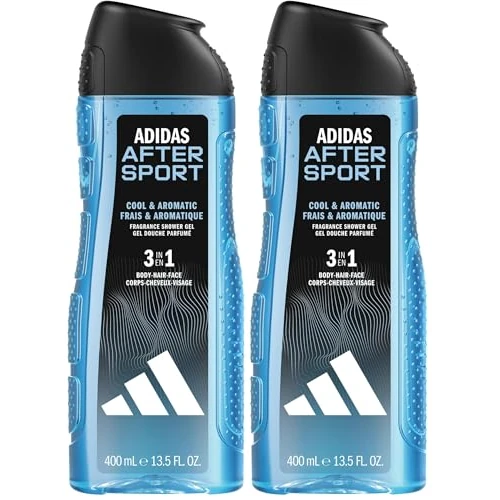 Offerta a tempo: Adidas, After Sport Gel Doccia Bagnoschiuma 3 in 1 per Corpo, Capelli e Viso, Formula Vegana, 400ml (Confezione da 2) - 47% da 6.36 € a 3.38 €