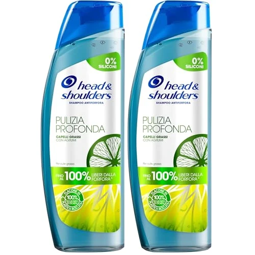 Offerta a tempo: Head & Shoulders Pulizia Profonda Capelli Grassi, Contro La Forfora, Con Agrumi, Senza Siliconi, Per Capelli Fino Al 100% Liberi Dalla Forfora, 250 ml (Confezione da 2) - 8% da 7.58 € a 6.98 €