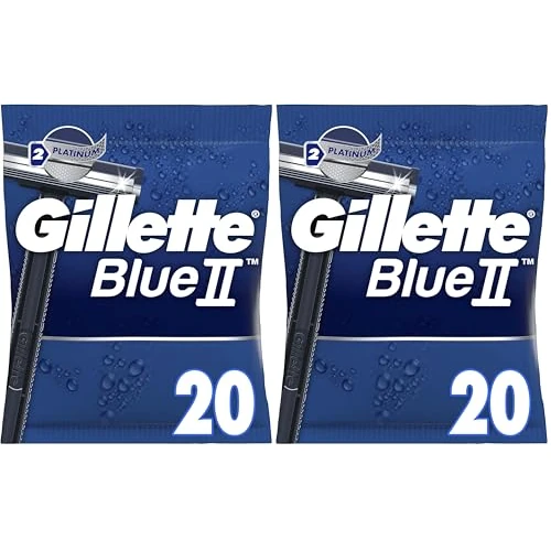 Offerta a tempo: Gillette BlueII Rasoi Da Uomo Usa E Getta Confezione Da 40, Rasoio A 2 Lame Con Testina Fissa - 50% da 18.38 € a 9.18 €