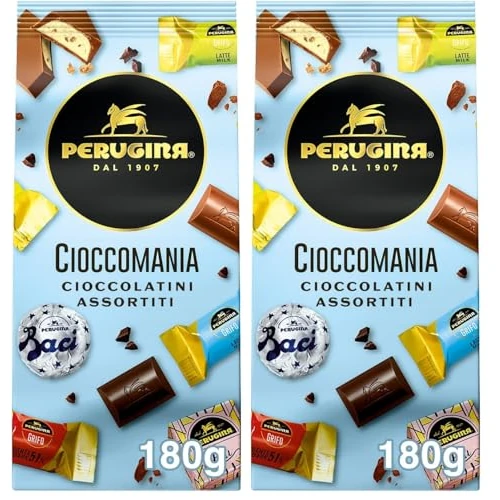 PERUGINA Cioccomania Cioccolatini Assortiti Fondenti e al Latte, Sacchetto 180g (Confezione da 2)