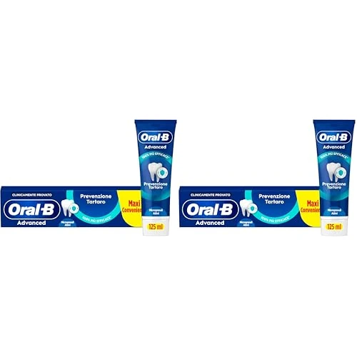 Offerta a tempo: Oral-B Dentifricio Advanced Prevenzione Tartaro 125ml, Dentifricio Oral B Anti Tartaro con Microgranuli Attivi, Clinicamente Provato, Pulizia Denti Efficace, Sapore Menta Fresca, Alito Fresco - 32% da 13.98 € a 9.44 €