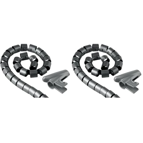 Electraline 60628 Guaina Raccoglicavo/Avvolgicavo, Diametro 23 mm, Lunghezza 1.8 m, Grigio/Argento (Confezione da 2)