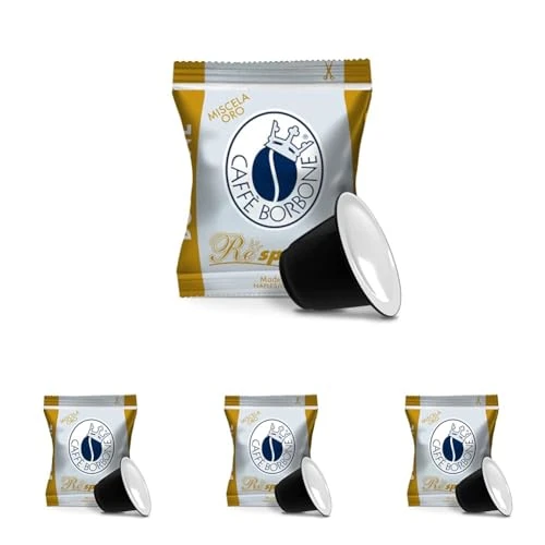 Caffè Borbone Respresso, Miscela Oro - 50 Capsule - Compatibili con le Macchine ad uso domestico Nespresso* (Confezione da 4)