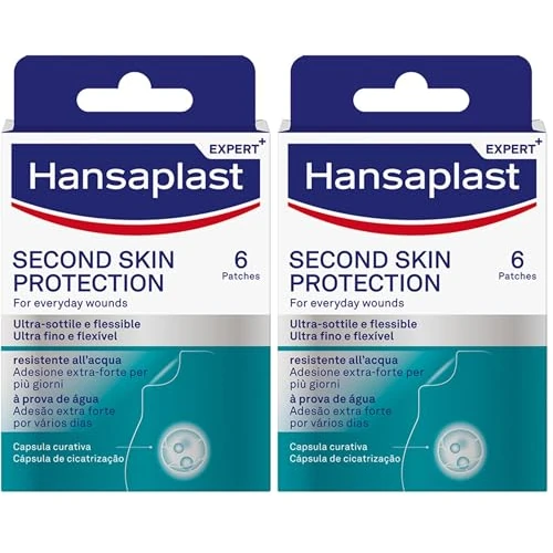 Hansaplast Second Skin Protection, Cerotti impermeabili per un'adesione fino a 72 ore, Cerotti cicatrizzanti con capsula curativa, Ultra sottili e 2x più flessibili, 1 confezione da 12 cerotti