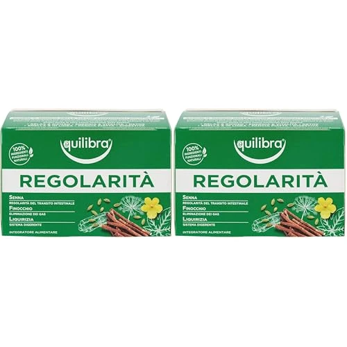 equilibra Integratori Alimentari Tisane, Tisana Regolarità, 100% Ingredienti Funzionali per Regolarità del Transito Intestinale, con Senna, Finocchio, Liquirizia, Materiali 100% Riciclabili, 15 Filtri