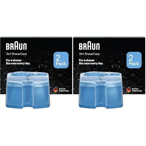 Braun ShaverCare 3In1 Cartucce Di Ricarica ORIGINALI Per Stazione SmartCare, Pulisce Rasoio Elettrico Barba 10 Volte Meglio Dell'Acqua, Igienizzando, Fresco Di Limone, Pacco Da 4