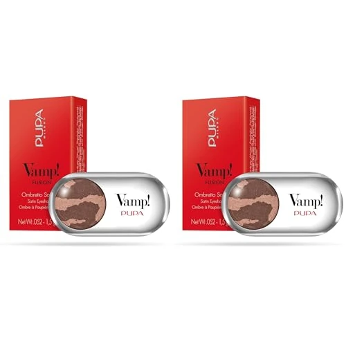 Pupa Ombretto Vamp! Fusion 408 Brown on Fire - Ombretto Colore puro, alta Pigmentazione, Multi-Effetto (disponibile in 54 Varianti Colore e 7 diversi Finish) (Confezione da 2)