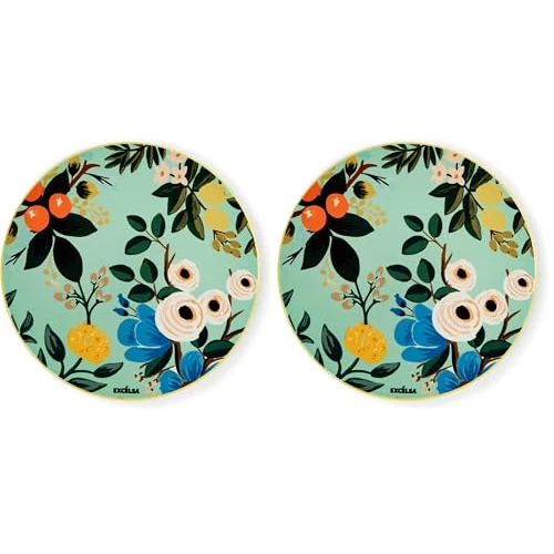 Excelsa Fiori Frida Sottopentola, Ceramica dolomite e sughero, Cm. 16 x 16 (Confezione da 2)