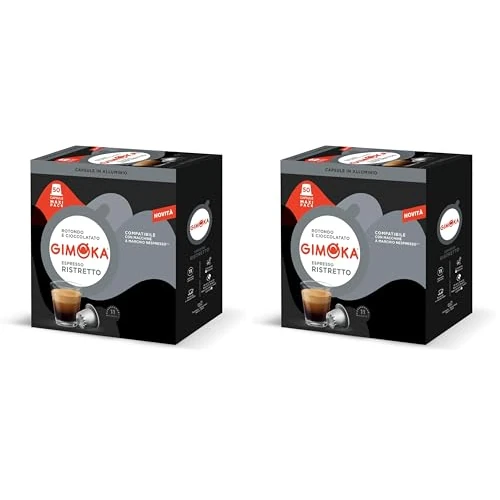 Gimoka - Miscela Espresso Ristretto, Intensità 11/13, 50 Capsule in Alluminio Compatibili con Sistema Nespresso, Gusto Rotondo e Cioccolatato con Tostatura Scura (Confezione da 2)