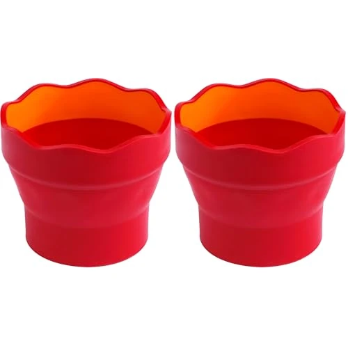 Offerta a tempo: Faber-Castell 181517 - Bicchiere per acqua Clic&Go, rosso, bicchiere pieghevole per pennelli, lavabile in lavastoviglie (Confezione da 2) - 0.00% da 10.06 € a 10.06 €