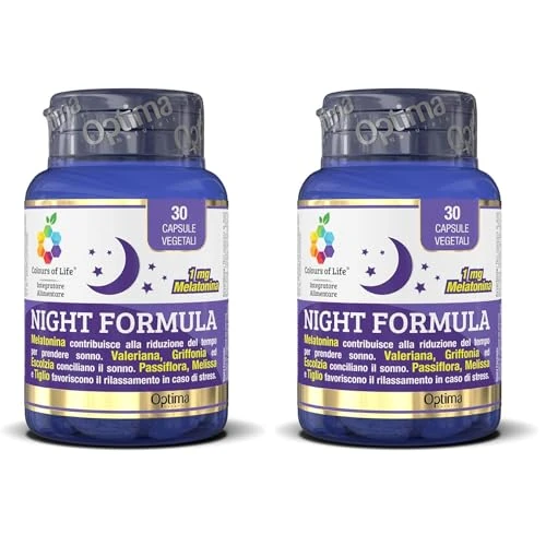 Colours Of Life Night Formula - Integratore Di Melatonina, Valeriana, Passiflora E Melissa - 30 Capsule Vegetali (Confezione da 2)