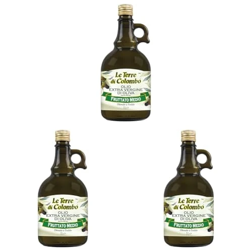 Le Terre di Colombo – Olio extravergine di oliva, da olive europee UE, fruttato medio, 1 L (Confezione da 3)