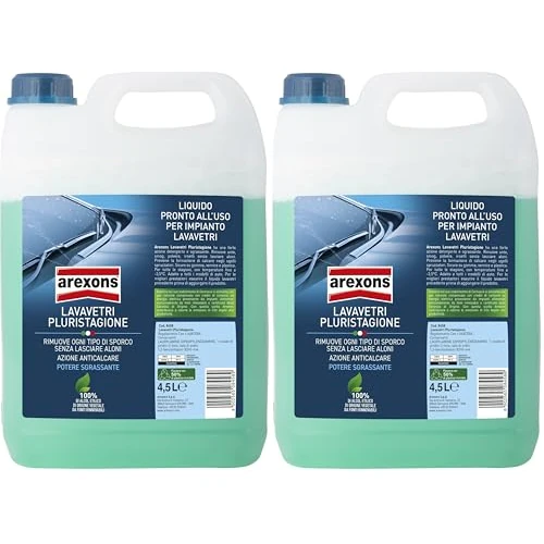 AREXONS LAVAVETRI PLURISTAGIONE -3.5 °C Liquido lavavetri auto 4.5 l per tergicristalli pronto all'uso, detergente vetri, azione sgrassante, rimuove ogni tipo di sporco, azione anticalcare