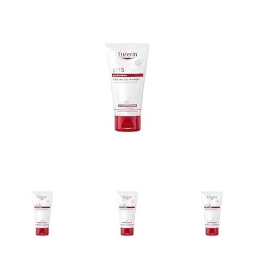 Eucerin pH5 Crema de manos (75 ml), crema hidratante reparadora para manos secas y agrietadas, hidratación duradera de rápida absorción, con Dexpantenol, para piel seca y sensible (Paquete de 4)