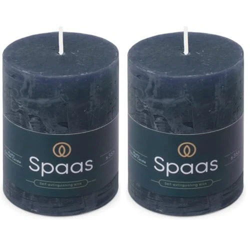Spaas Candela pilastro in stile rustico 70/95 mm 35 ore, blu scuro (Confezione da 2)