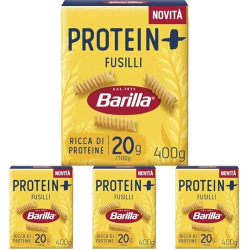 Offerta a tempo: Barilla Pasta Fusilli Protein+, Pasta Proteica di Semola di Grano Duro con Proteine di Piselli, 400 g (Confezione da 4) - 37% da 8.76 € a 5.56 €