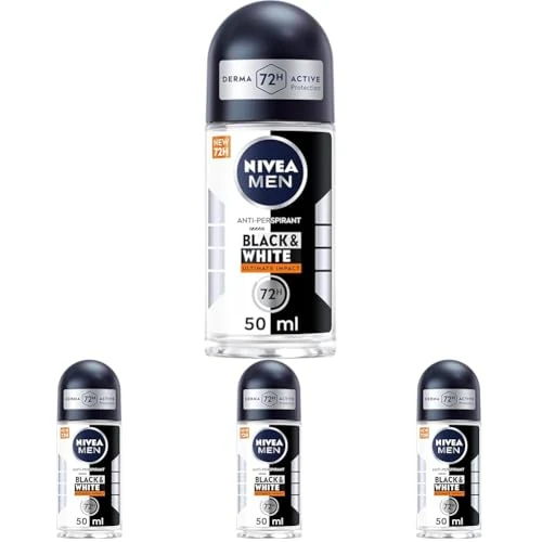 Offerta a tempo: NIVEA MEN Black & White Invisible Ultimate Impact Roll-on 50 ml, Deodorante uomo 72h, Deodorante roll on antitraspirante contro odori, sudore, residui, irritazioni e macchie su tessuti chiari e scuri - 33% da 14.76 € a 9.92 €