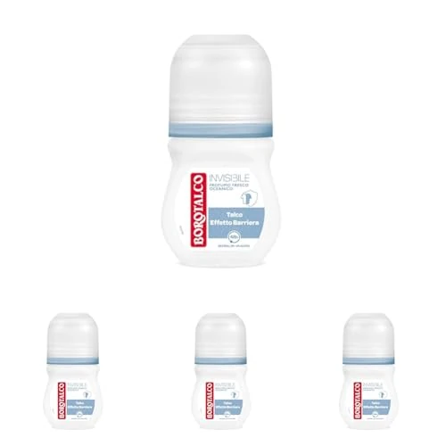 Borotalco, Deodorante Roll On Invisibile Azzurro, Formula Senza Alcool con Talco Effetto Barriera, Cattura e Non Trasferisce Aloni, 48h di Efficacia, Profumo Fresco Oceanico - 1 Flacone da 50 ml